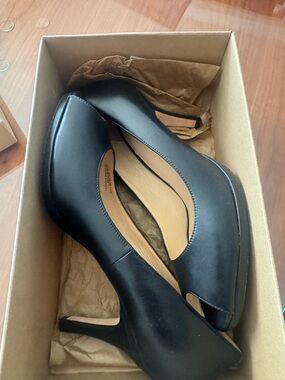 Cole Haan Black Peep-Toe Heels